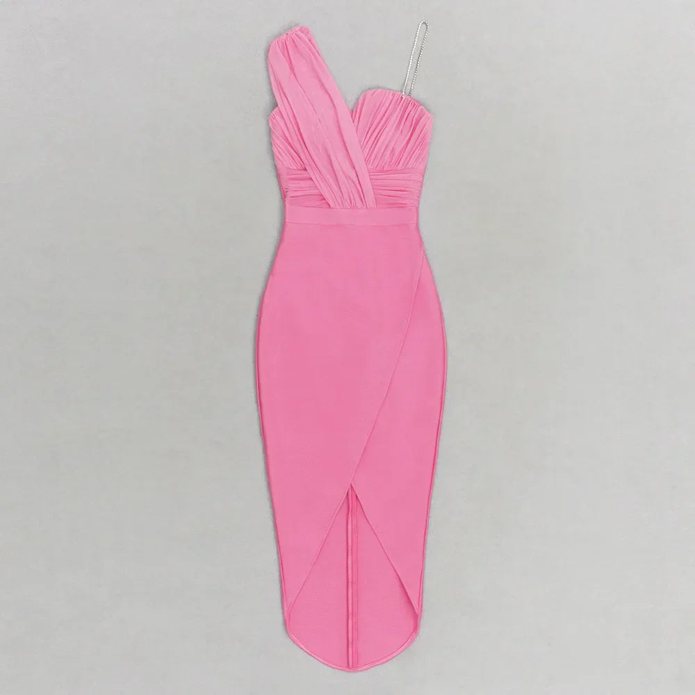 Florine - Robe asymétrique avec plis et fente