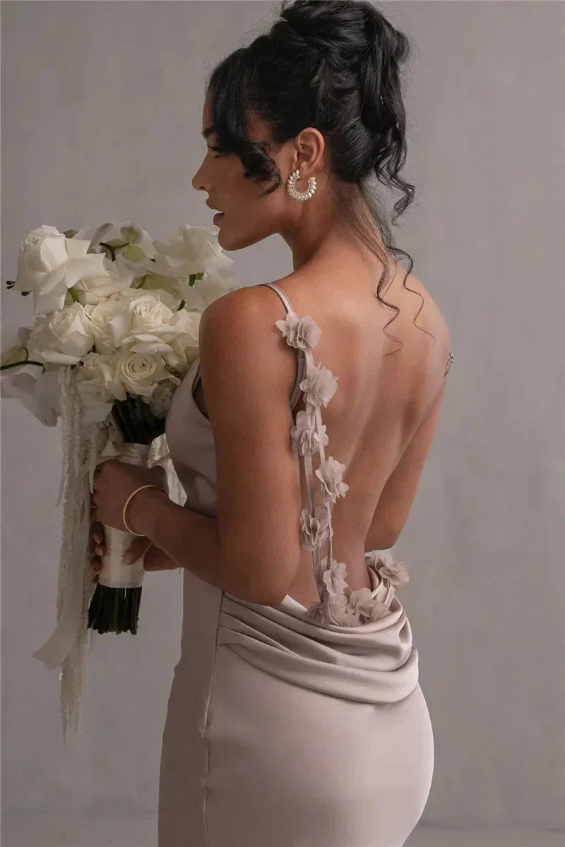 Cassiane - Robe en Satin à Fleurs