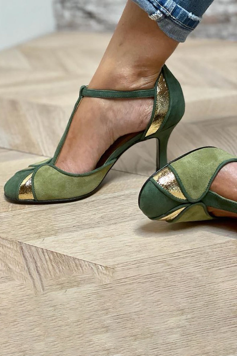 Carley – Patchwork de Talons avec Sangle T
