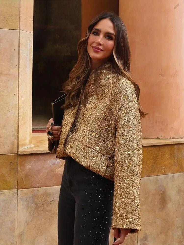 Lavital™ | Veste en Sequins Dorés