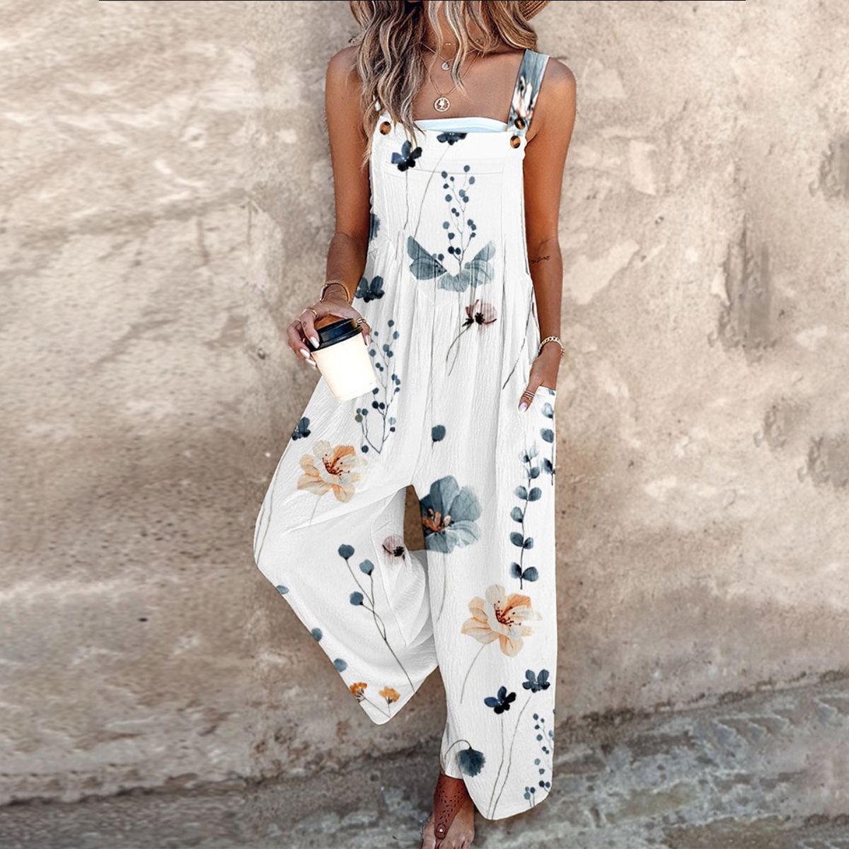 Apolline | Ivory Floral Overalls