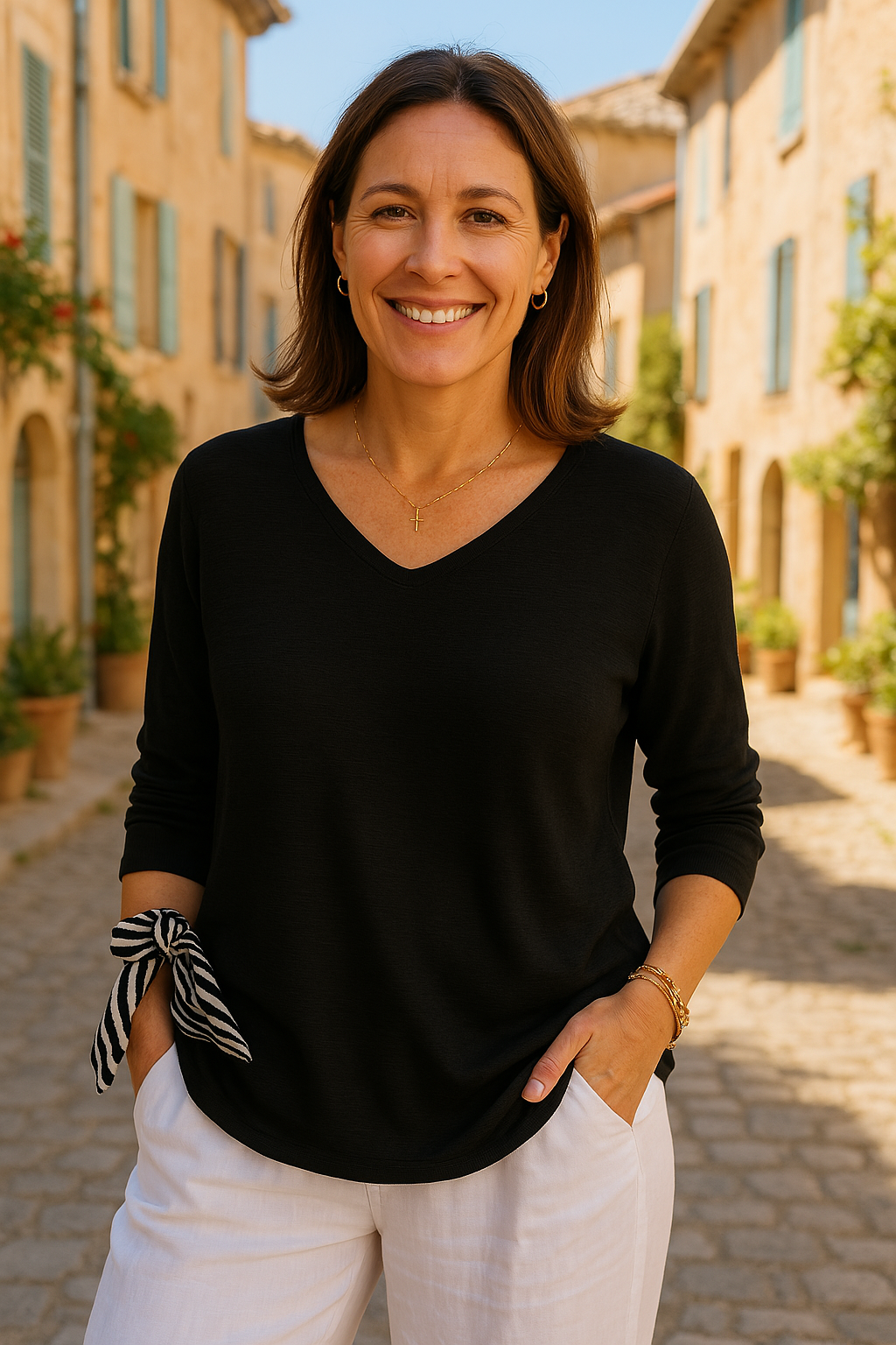 Anna - Top en maille à col en V