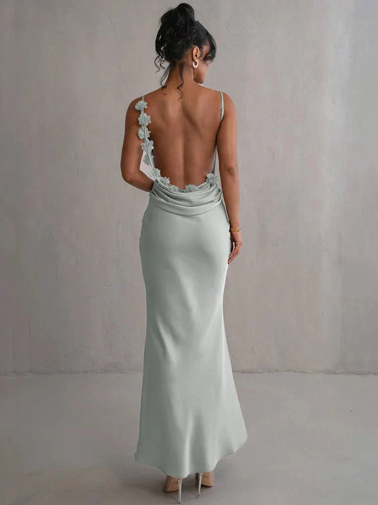 Cassiane - Robe en Satin à Fleurs