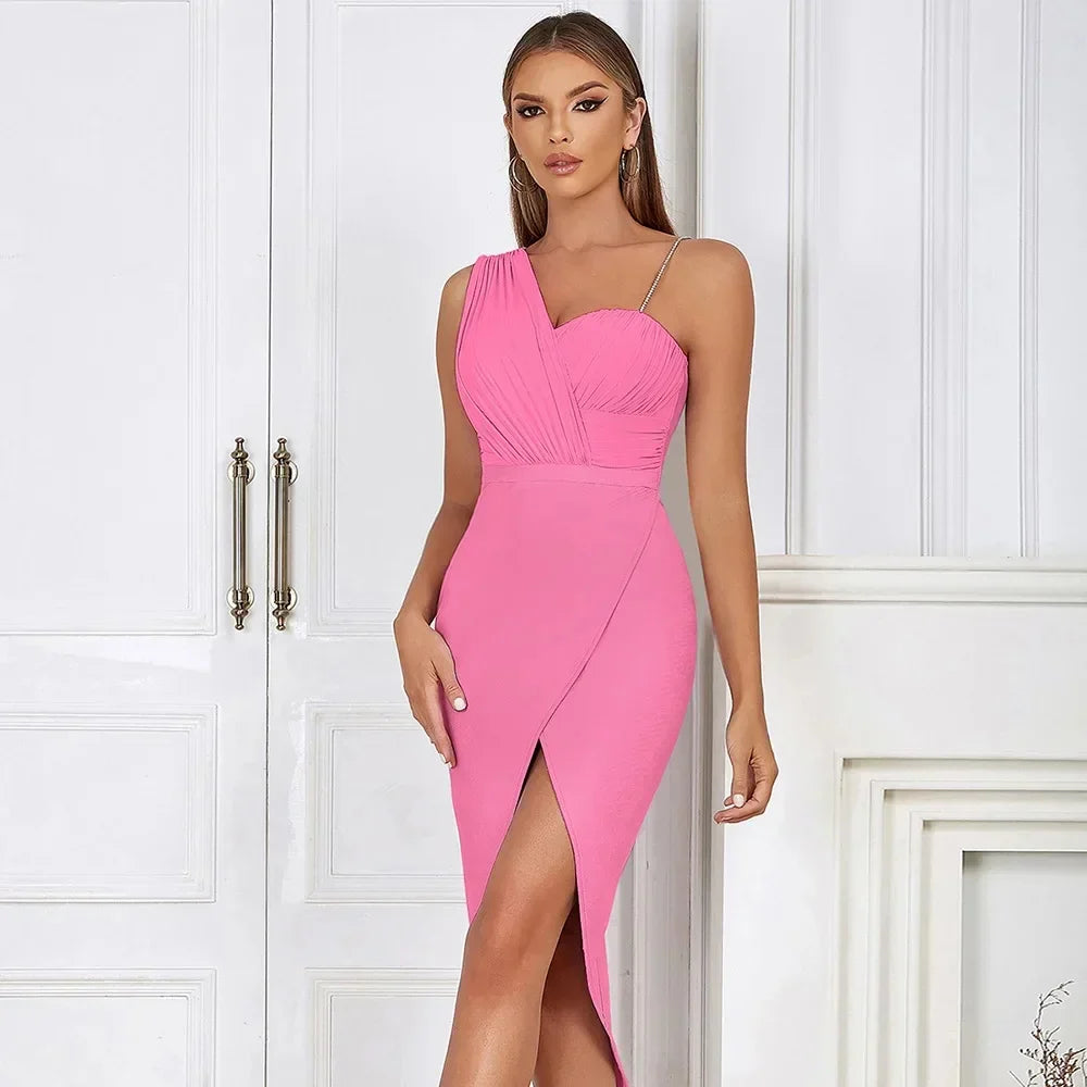 Florine - Robe asymétrique avec plis et fente