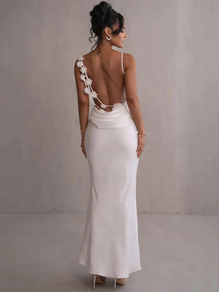 Cassiane - Robe en Satin à Fleurs