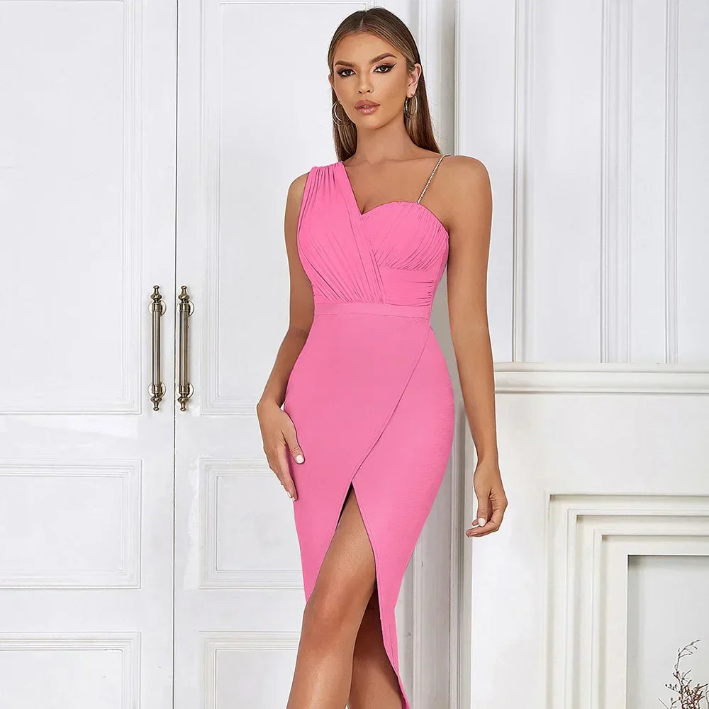 Florine - Robe asymétrique avec plis et fente