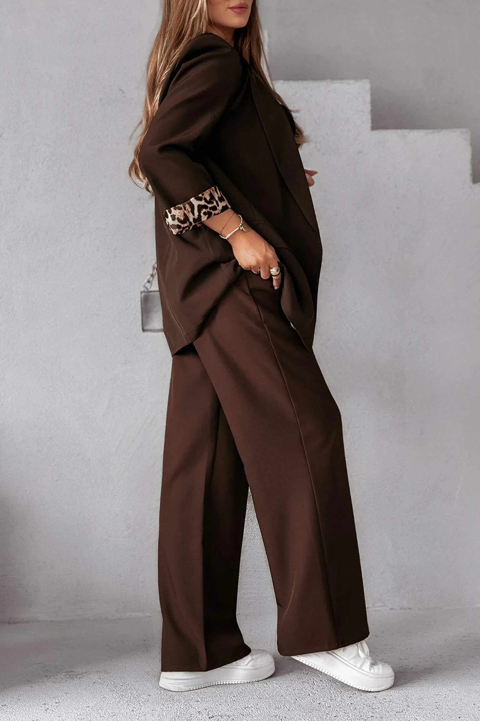 Victoire - Ensemble Blazer et Pantalon Léopard Tendance