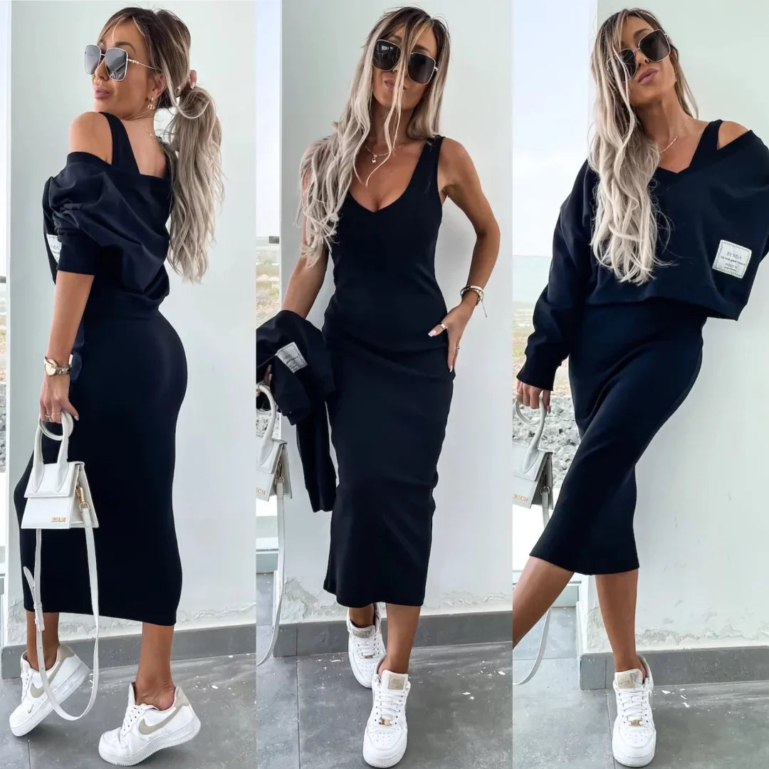 Aglaé – Robe mi-longue audacieuse et élégante avec sweat-shirt oversize