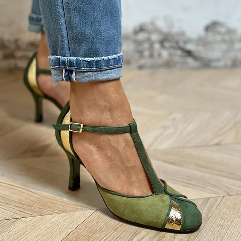 Carley – Patchwork de Talons avec Sangle T